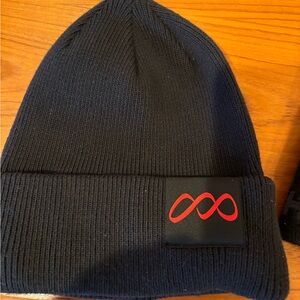 Black and Red Knit Beanie with Embroidered Logo 
Both new One with tags